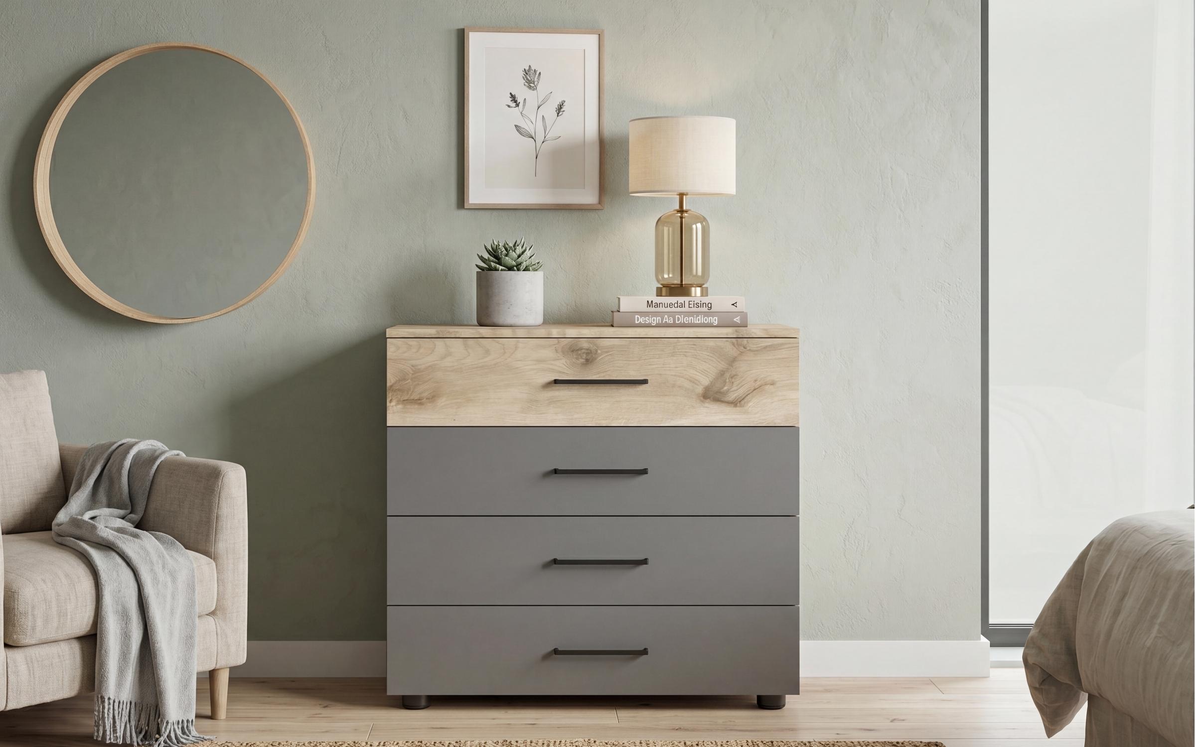 Comoda Moreti, stejar scandinav deschis + antracit mat  3